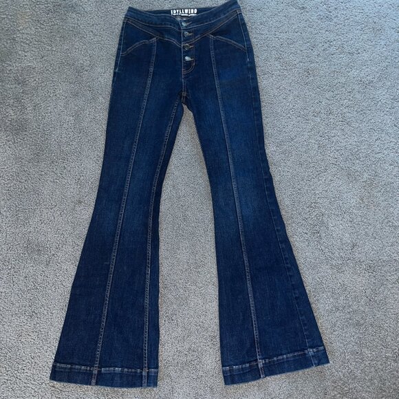 MIRANDA LAMBERT IDYLLWIND EXPOSED BUTTON FLY BELL BOTTOM WESTERN JEANS - 8 LONG - Picture 1 of 11